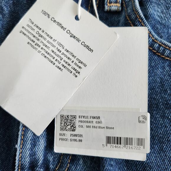 Ganni Betzy Mid Blue Stone High Rise Slim‎ Flare Crop Jean 25/32 NWT $195 - Picture 5 of 9